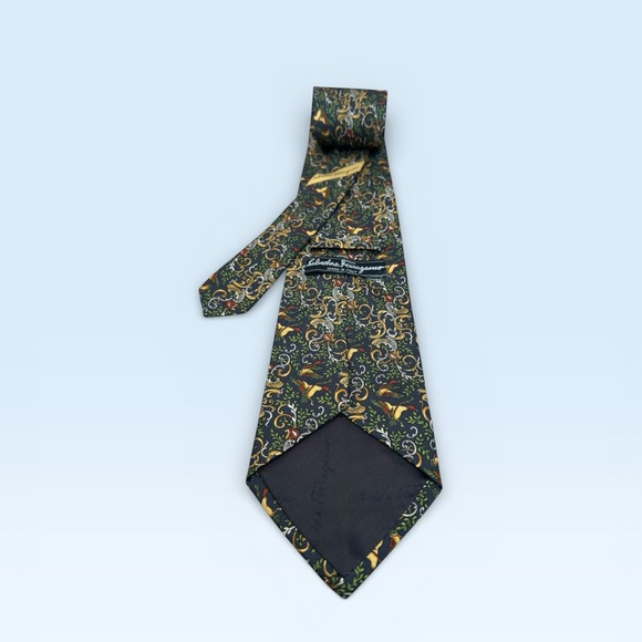 Ferragamo Silk Green Tie - Picture 3 of 3